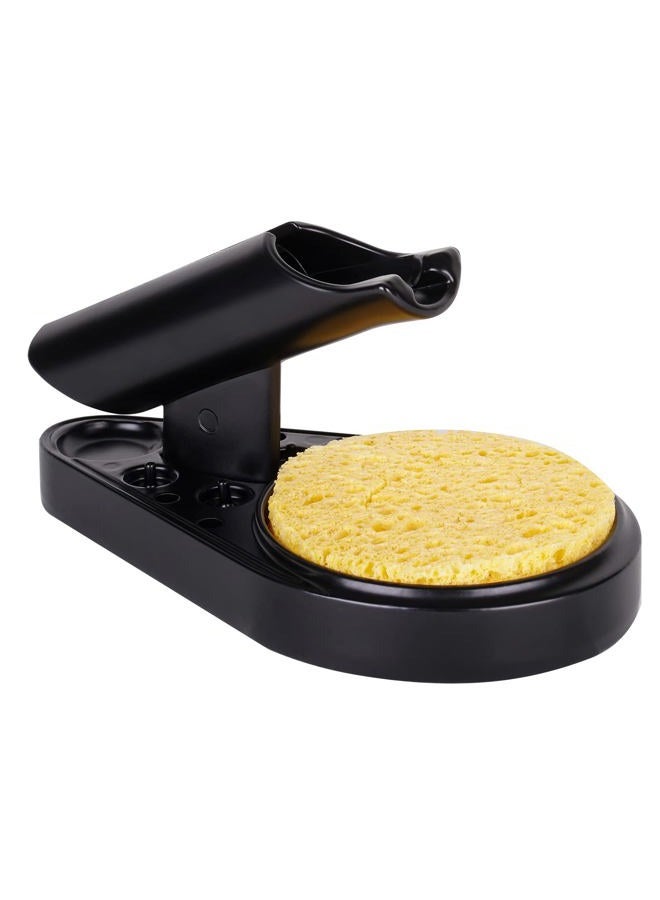 Noah Soldering Iron Holder Stand Solder Iron Tip Cleaner,Metal Base with Welding Cleaning Sponge,Black - Image 1