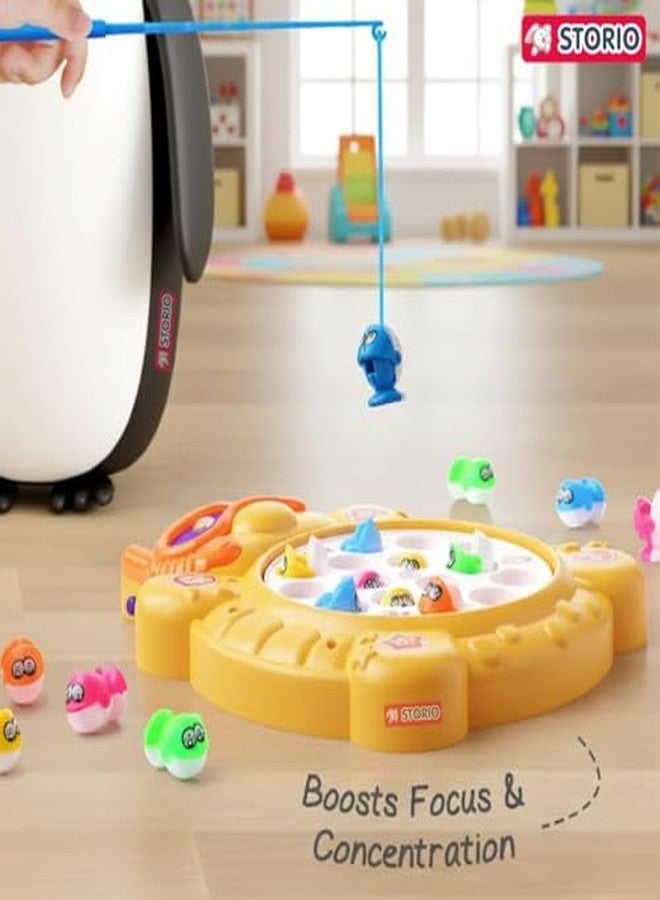 Storio Premium Electronic Fishing Game for Kids | Rotating Fish Catching Toy with 15 Fish & 4 Magnetic Rods | Fun Interactive Board Game for Boys & Girls - Image 4