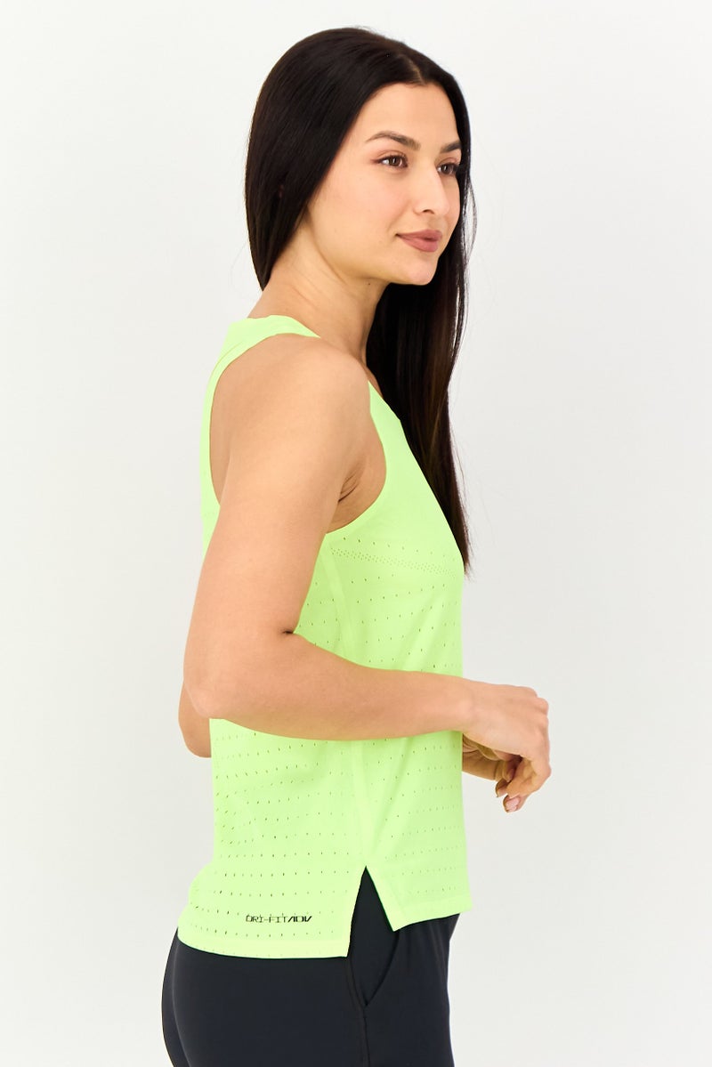 Nike Women Slim Fit Sleeveless Running Tank Top, Lime - Image 4