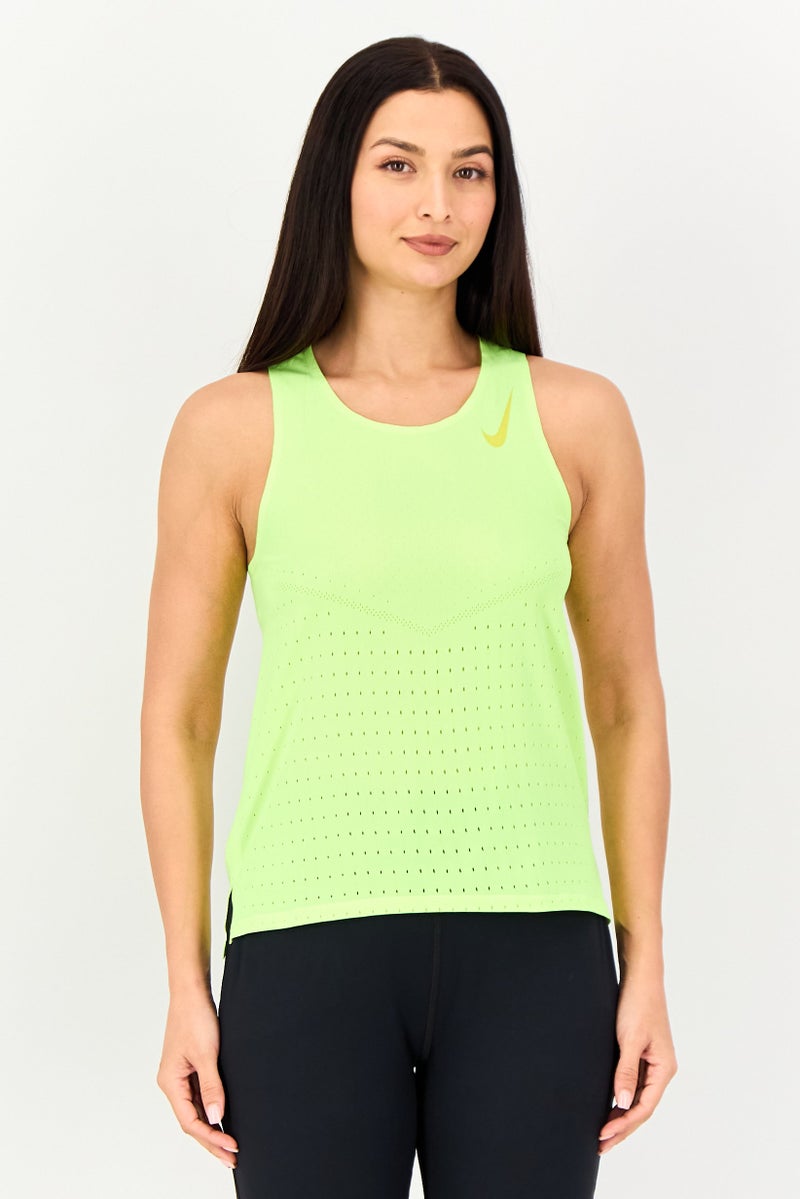Nike Women Slim Fit Sleeveless Running Tank Top, Lime - Image 1
