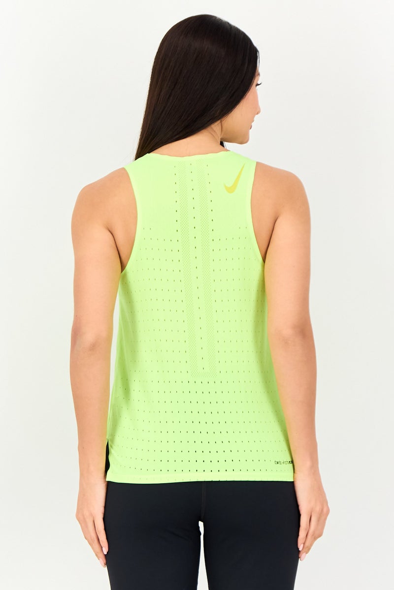Nike Women Slim Fit Sleeveless Running Tank Top, Lime - Image 2