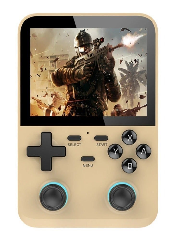 D007 Handheld Game Console with Linux System, Dual 3D Joystick, Retro Games, Built-in 128GB Memory Card ( Yellow) - Image 1