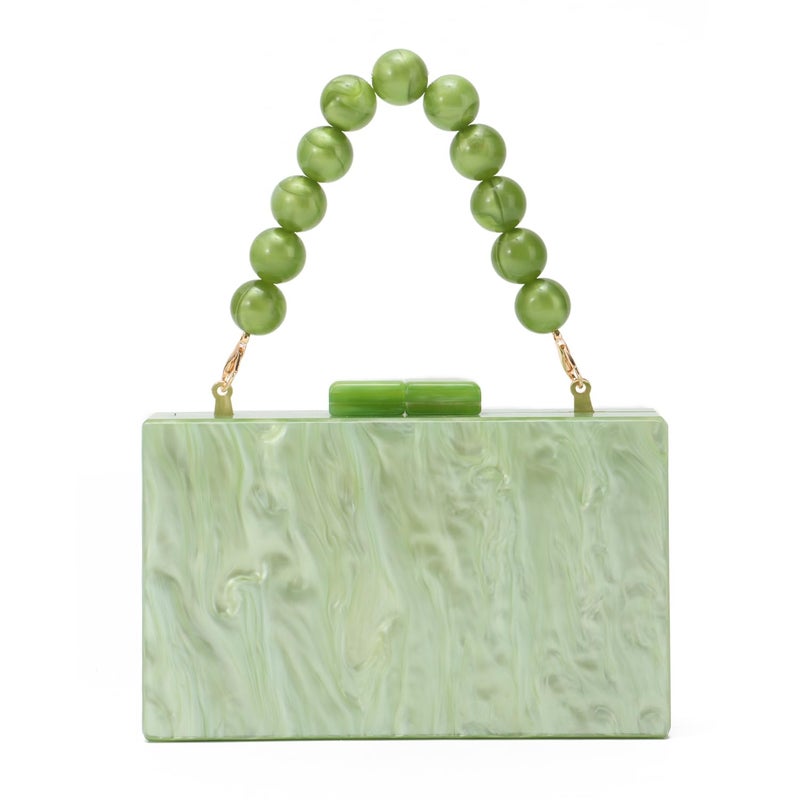 Oweisong Women Acrylic Clutch Purse Formal Wedding Evening Handbag Marble Party Shoulder Crossbody Bag with Bead Chain - Image 1