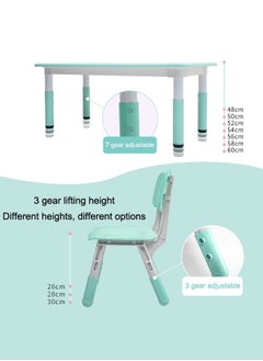 JSAITOYS 5-Piece Kids Study Table Chairs Set Height Adjustable Toddler Art Desk and Seat for Kids Graffiti Desktop  - Image 3