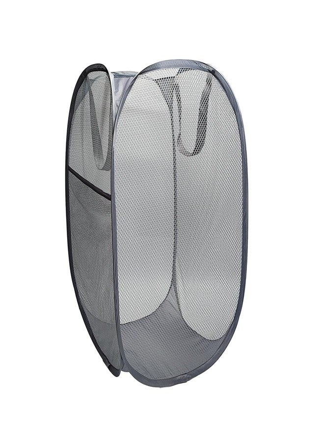 FOAYACCY Pop Up Mesh Laundry Hamper with Large Capacity and Breathable Design Foldable, and Portable for Easy Storage and Transport Ideal for Clothes, Toys, side bag, large opening, reinforced handle(1, Gray) - Image 1