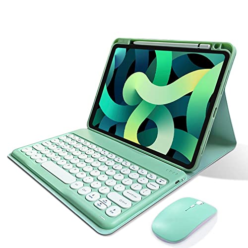 kaitesi Keyboard Case Mouse for iPad 11th Gen (A16, 2025) 11"/ iPad 10th Generation 2022 10.9" Case with Cute Round Keys Detachable Bluetooth Keyboard Cover,Mint Green - Image 1