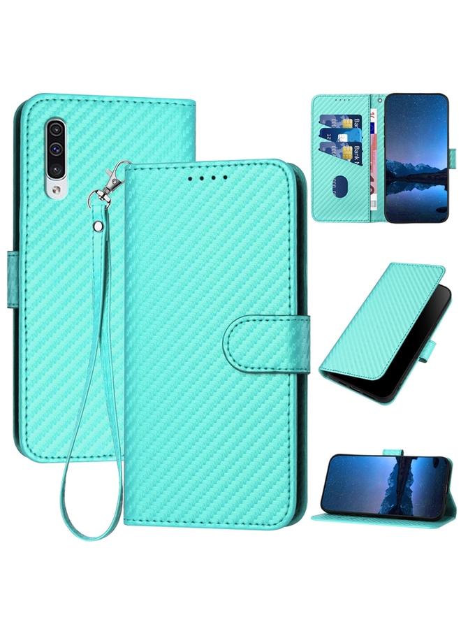 S-TOP Case For Samsung Galaxy A50 / A50s YX0070 Carbon Fiber Buckle Leather Phone Case with Lanyard - Image 1