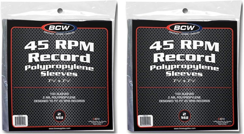 BCW 200 Vinyl 45 RPM 7 Record Poly Outer Sleeves 2 Mil New - Image 1