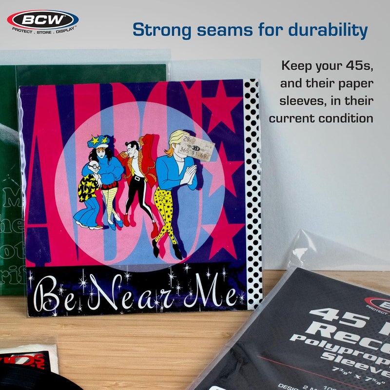 BCW 200 Vinyl 45 RPM 7 Record Poly Outer Sleeves 2 Mil New - Image 5