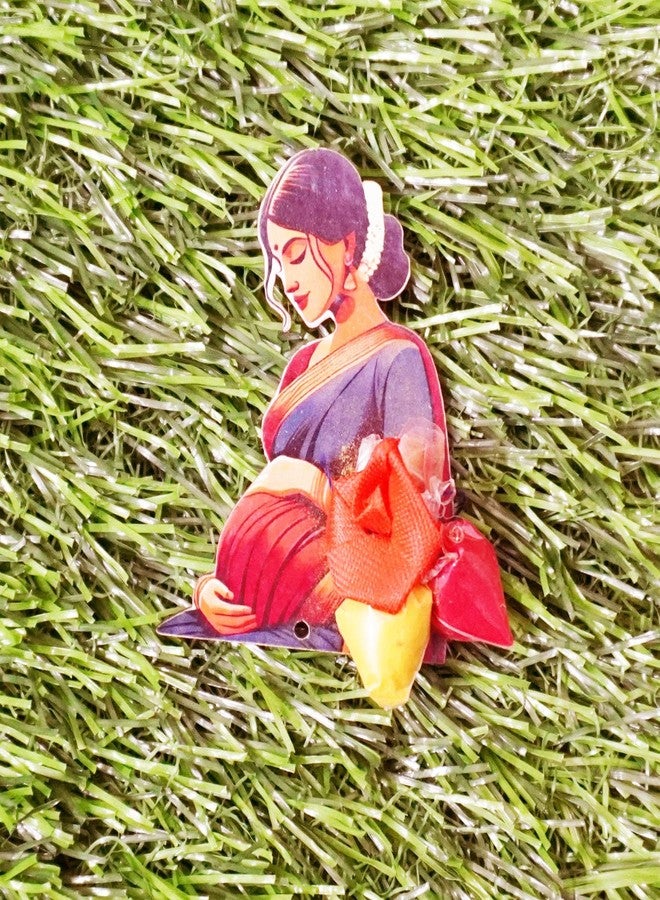 SAI PRASEEDA مجموعة هدايا صغيرة من أكياس الكركم والكركم من خشب MDF لحفل استقبال المولود الجديد (سيمانثام) من ساي براسيدا - عبوة من 11 كيسًا - هدايا تذكارية تقليدية للمناسبات الدينية، والمهرجانات، وحفلات الزفاف، وحفلات الانتقال إلى منزل جديد، وحفلات تامبولام، والمناسبات السعيدة. - Image 3