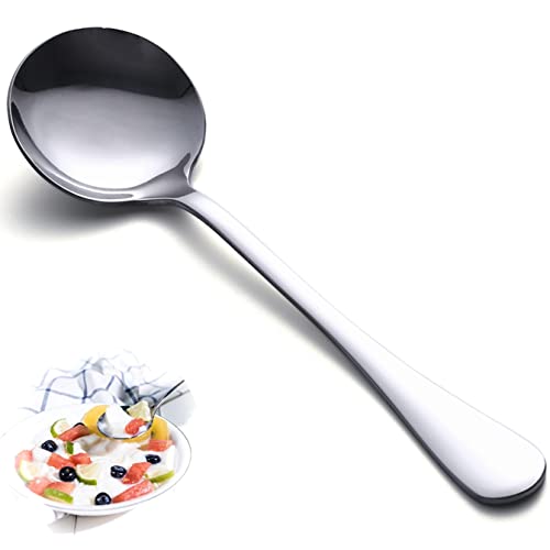 HAPPY KIT Soup Spoons Set 12 Pcs Premium Stainless Steel Round Spoons Heavy-Weight Durable Flatware Set - Image 1