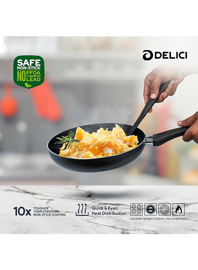 DELICI 8 Piece Nonstick Cookware Set Aluminum, Kitchen Essential Bundle With Tempered Glass Lids,2 Casserole With Lid, Saucepan With Lid, Frypan And Nylon Turner, Dishwasher Safe, Pfoa Free,(Ncs8G) - Image 3