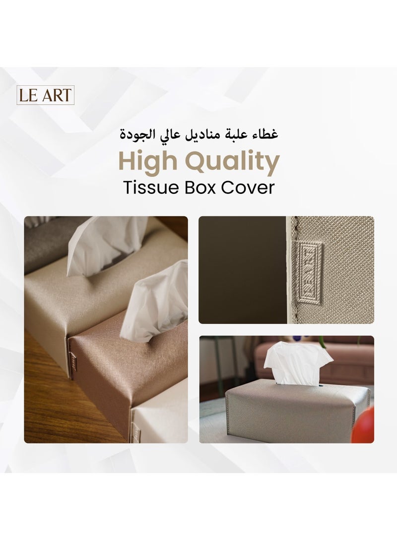 LeArt Leather Tissue Box Cover – Home Decorations for Living Room, Bedroom and Office | Car Tissue Holder | Tissue Holder | Tissue Box Holder for Car | Tissue Box Cover for Car (Metallic Gold) - Image 4