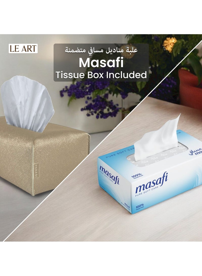 LeArt Leather Tissue Box Cover – Home Decorations for Living Room, Bedroom and Office | Car Tissue Holder | Tissue Holder | Tissue Box Holder for Car | Tissue Box Cover for Car (Metallic Gold) - Image 5