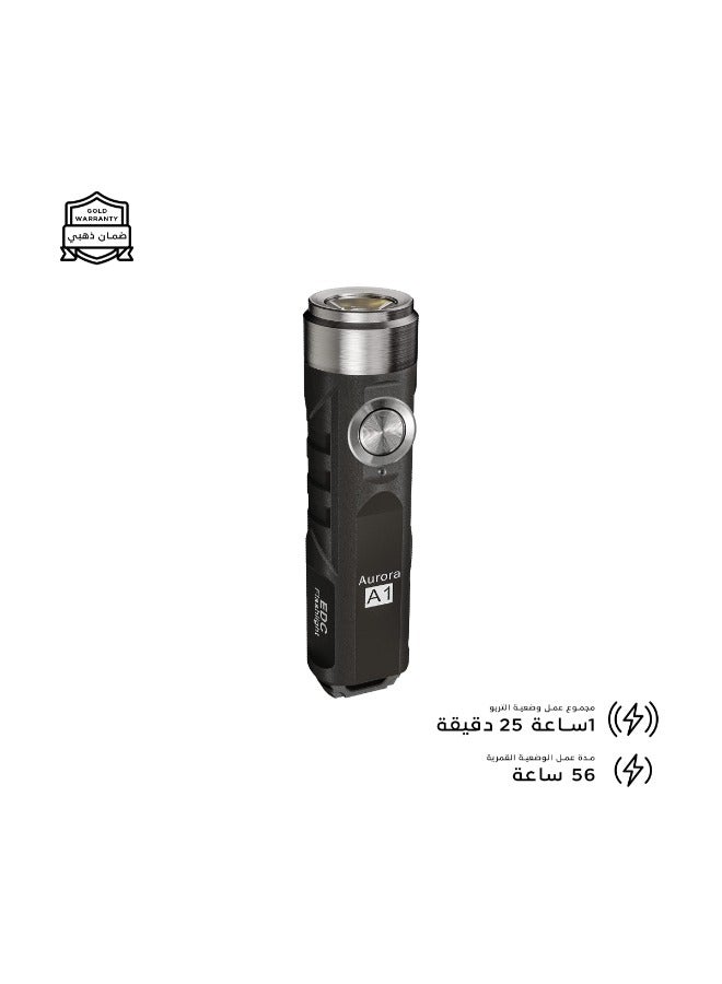 RovyVon RovyVon A1 Keychain Flashlight - 650 Lumens - 110 Meters Beam - 330mAh Battery - Type-C Charging - Black Color  - Image 2