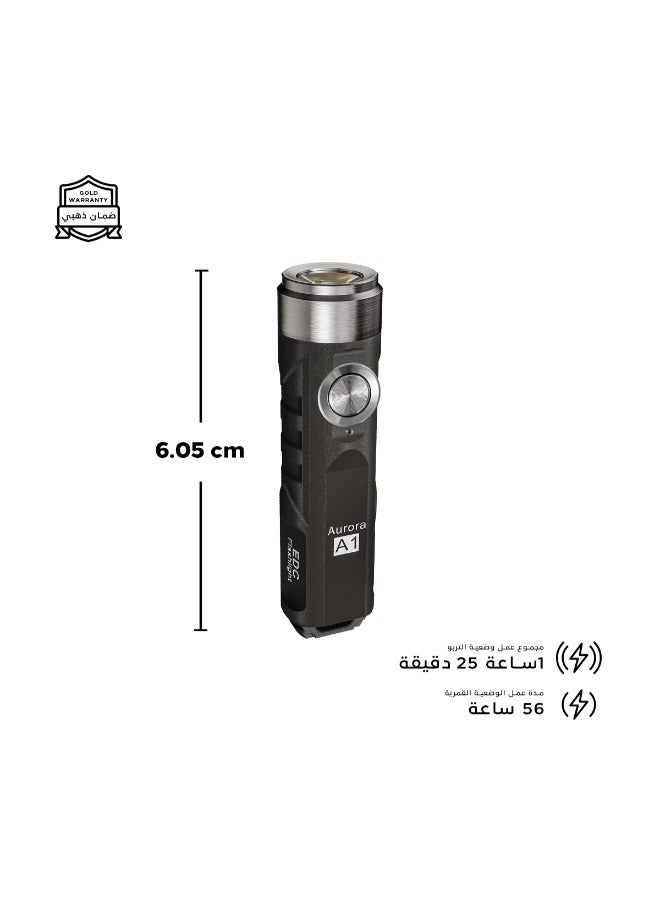 RovyVon RovyVon A1 Keychain Flashlight - 650 Lumens - 110 Meters Beam - 330mAh Battery - Type-C Charging - Black Color  - Image 3