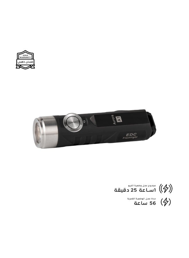 RovyVon RovyVon A1 Keychain Flashlight - 650 Lumens - 110 Meters Beam - 330mAh Battery - Type-C Charging - Black Color  - Image 4