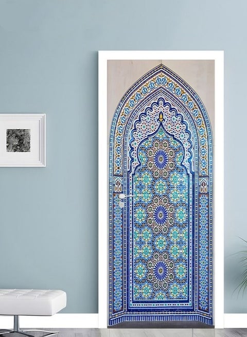 3D Door Mural Sticker,Self-Adhesive Removable Wall Mural Stickers,Waterproof Abstract Geometry Door Stickers For Interior Doors Home Office Decor,77x200cm