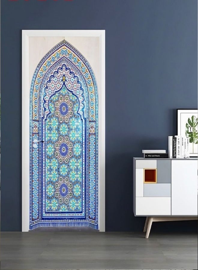 MIXDE 3D Door Mural Sticker,Self-Adhesive Removable Wall Mural Stickers,Waterproof Abstract Geometry Door Stickers For Interior Doors Home Office Decor,77x200cm - Image 4