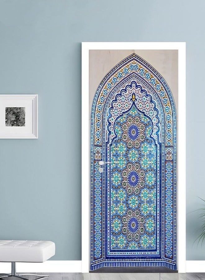 MIXDE 3D Door Mural Sticker,Self-Adhesive Removable Wall Mural Stickers,Waterproof Abstract Geometry Door Stickers For Interior Doors Home Office Decor,77x200cm - Image 2