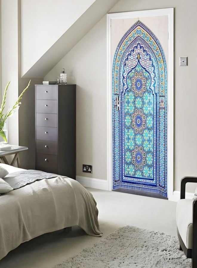 MIXDE 3D Door Mural Sticker,Self-Adhesive Removable Wall Mural Stickers,Waterproof Abstract Geometry Door Stickers For Interior Doors Home Office Decor,77x200cm - Image 3