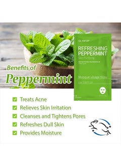Glam Up Sheet Mask Refreshing Peppermint (10 sheets) - Calming, Pore Tightening  - Image 2