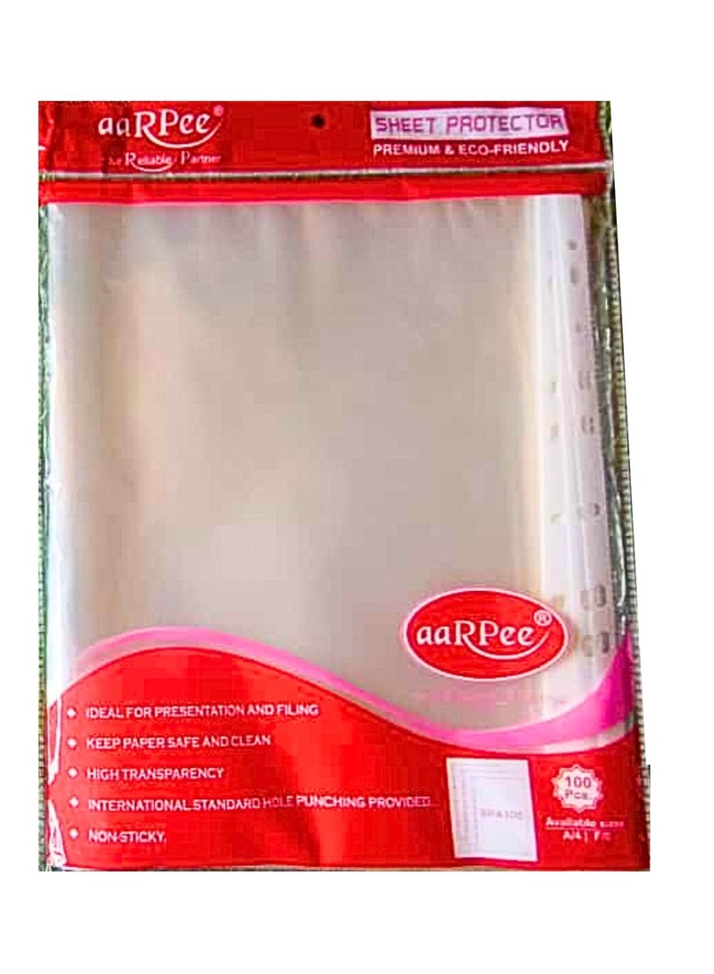 Aarpee Furnitures Sheet Protector 200 microns A4 (Pack of 100) Clear Document Sleeve Folder with Punch Holes - Image 2