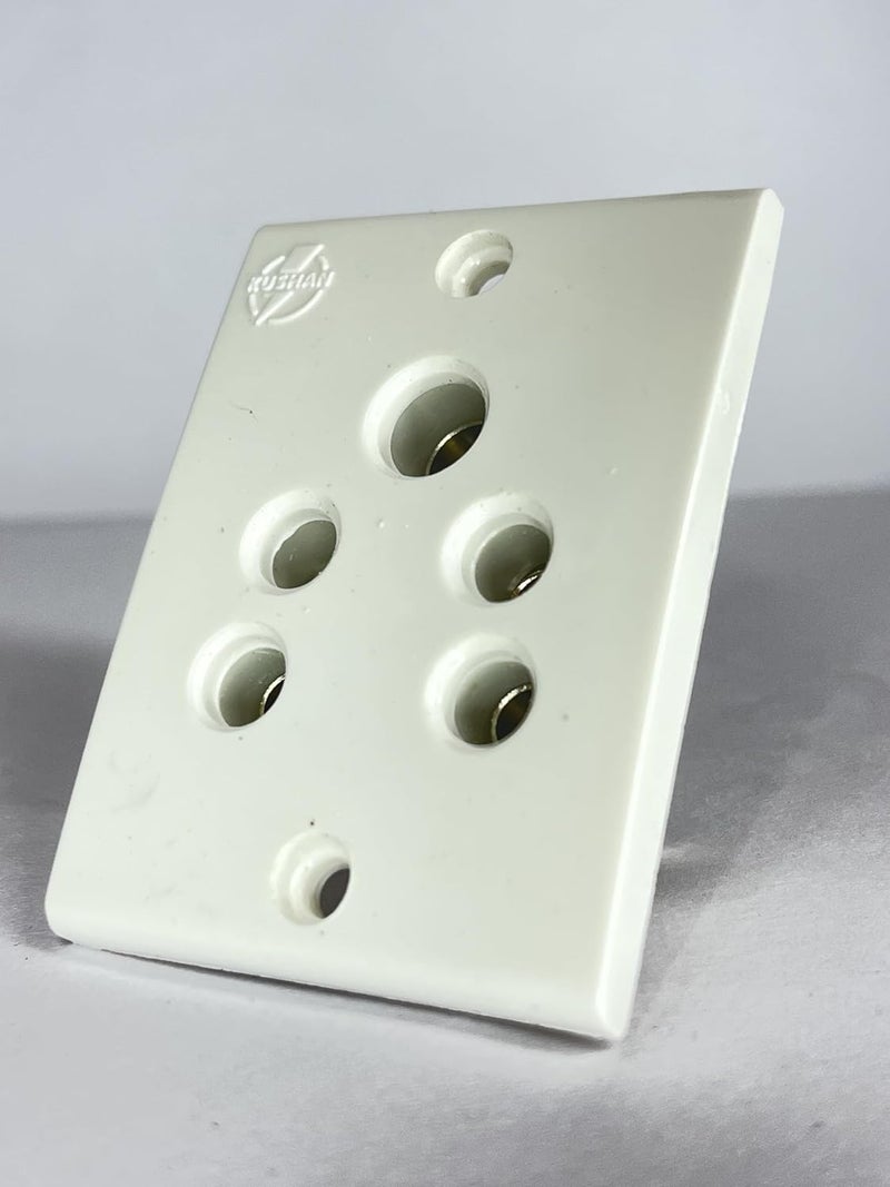 6A 5 Pin Non Moduler Electrical Socket White Colour Polycorbonate Body Heavy Duty Suitable for Home Office Use with Screws Packof 5  - Image 2