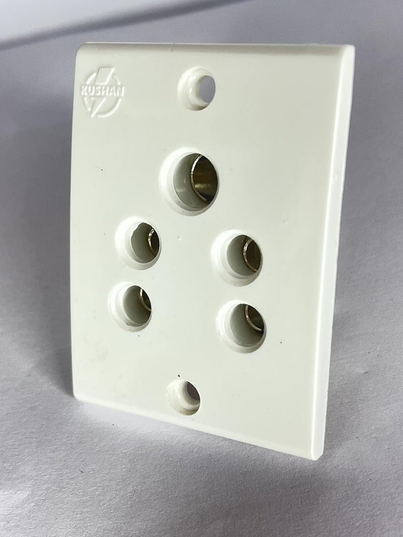 6A 5 Pin Non Moduler Electrical Socket White Colour Polycorbonate Body Heavy Duty Suitable for Home Office Use with Screws Packof 5  - Image 1