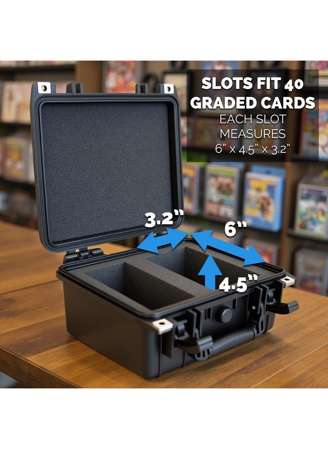 CASEMATIX CASEMATIX Graded Card Case Fits 40 BGS PSA Slab Sleeves Graded Sports Trading Cards or 150 Top Loader Cards, IPX7 Waterproof Graded Sports Card Case and Trading Card Box With Dividers  - Image 5