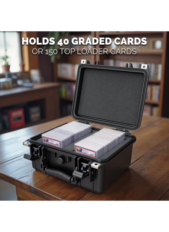 CASEMATIX CASEMATIX Graded Card Case Fits 40 BGS PSA Slab Sleeves Graded Sports Trading Cards or 150 Top Loader Cards, IPX7 Waterproof Graded Sports Card Case and Trading Card Box With Dividers  - Image 3