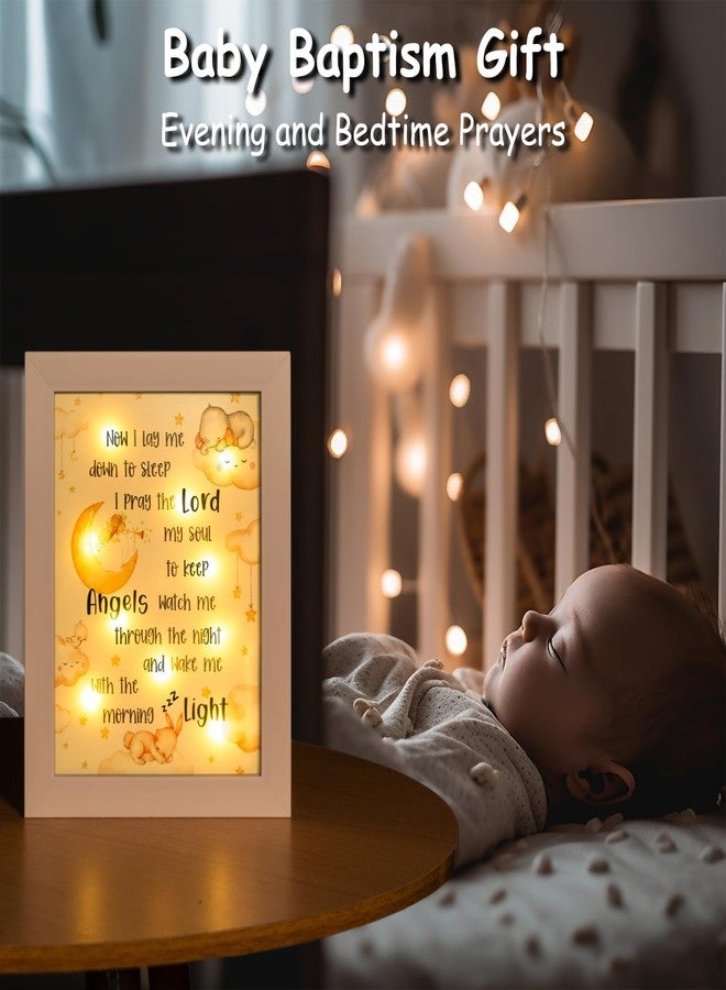 YLOVAN Baptism Gifts for Girl Boy - Baby Baptismal Nursery Decor Night Light Frame for Bedtime Prayer, Christening Dedication Catholic Godparents Gifts for Kids, Baby Shower (White) - Image 2
