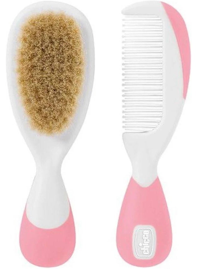 شيكو فرشاة ومشط شيكو، لون وردي، مناسب للأطفال من عمر 0 ​​أشهر فما فوق - Image 1