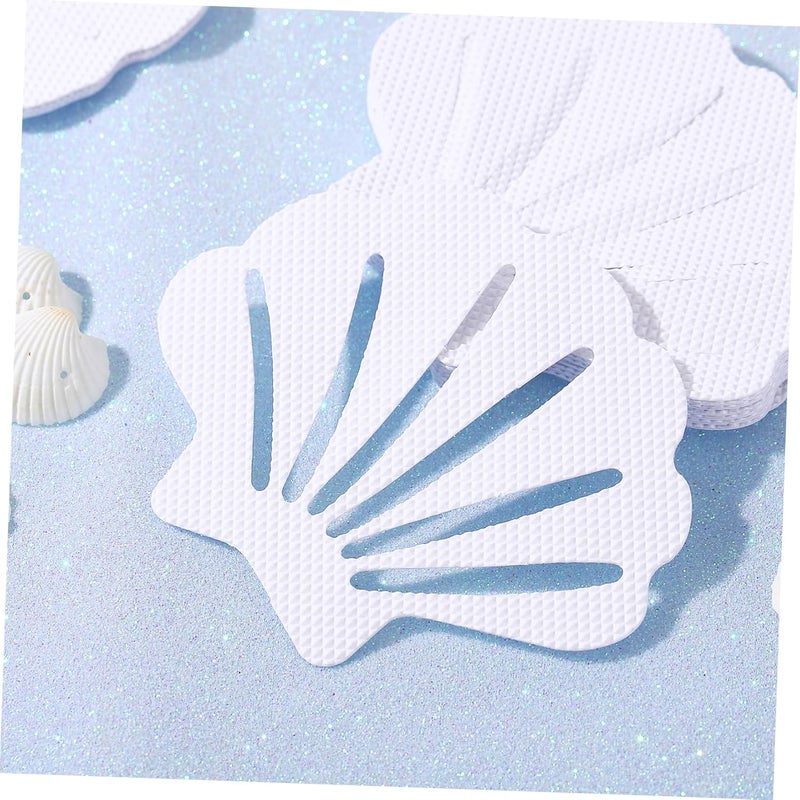 TOPBATHY 12PCS Non-Slip Bathtub Stickers: Sea Shell Shaped Safety Shower Treads, Adhesive Appliques Bathroom Floor Decal, White Anti Slip Shower Strips - Image 2