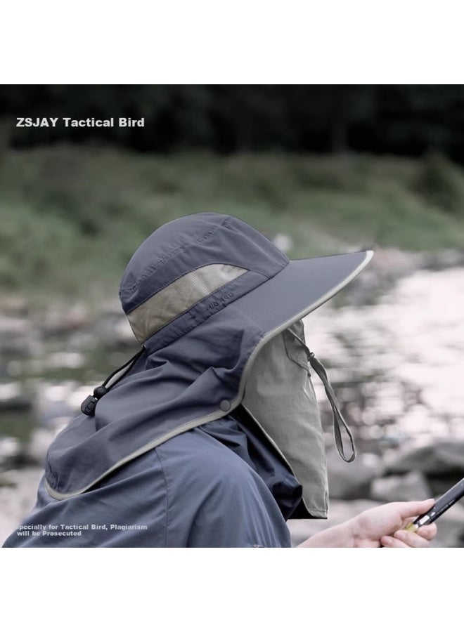 Tactical Bird Fishing Sun Protection Hat Men Big Head Cirference Sunshade Mask Outdoor Fisherman Hat Uv Protection - Image 1