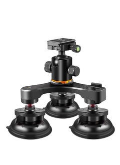 KASTWAVE Triple Suction Cup, Car Mount Heavy Duty Tripod with 360 Ball Head for GoPro 12/11/10/9 Insta360 X3 GO3 DJI Action 4/3 DSLR Mirrorless Camera, Windshield Window Holder Attach Accessories  - Image 1