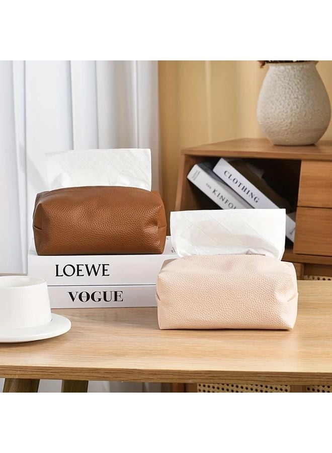 Modern Square Faux Leather Tissue Box Proton Black Durable Storage Organizer - Image 3