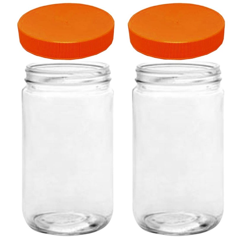 JARMING COLLECTIONS Mason Jars 32 Oz Extra Wide Mouth Glass Jars with Lids  Storage Glass Jars 32 oz with Lids  Quart Container with Lids  Made in the USA Set of 2