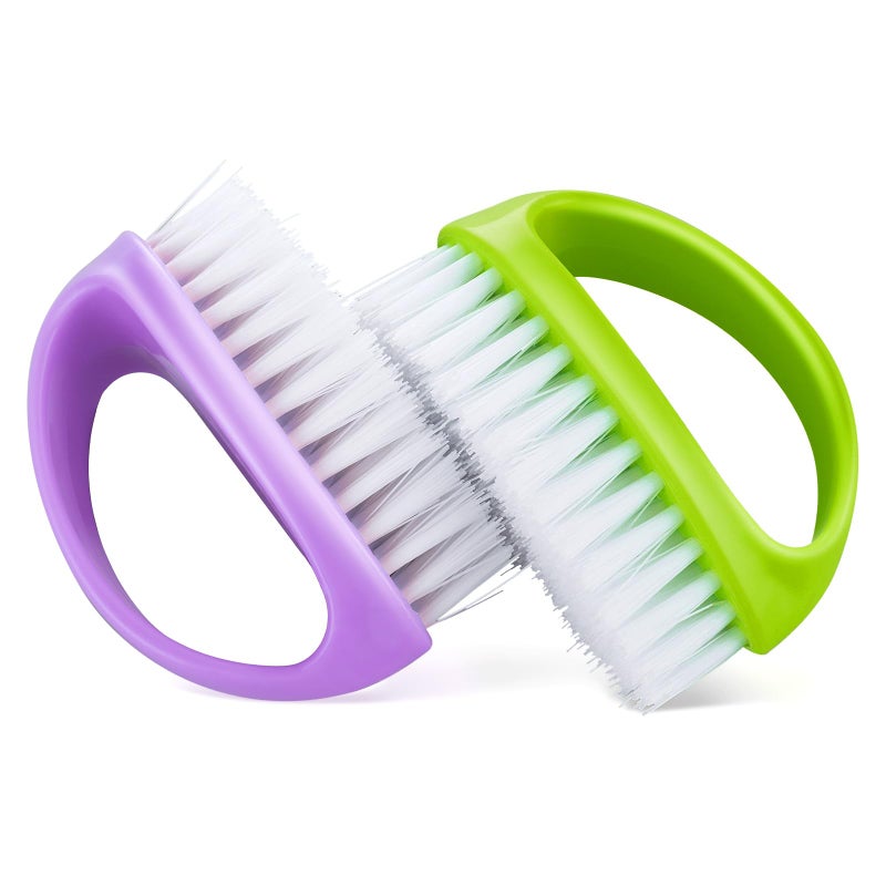 Amaxiu Hand Nail Brushes, 2pcs Grip Clean Heavy Duty Nail Brushes for Cleaning Fingernails Nylon Firm Stiff Bristles Deep Clean Scrubber for Mechanics Gardeners Hand Under Nails Toes(Green, Purple) - Image 1