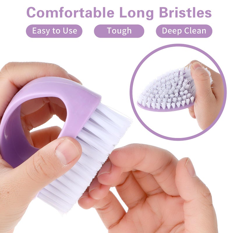 Amaxiu Hand Nail Brushes, 2pcs Grip Clean Heavy Duty Nail Brushes for Cleaning Fingernails Nylon Firm Stiff Bristles Deep Clean Scrubber for Mechanics Gardeners Hand Under Nails Toes(Green, Purple) - Image 2