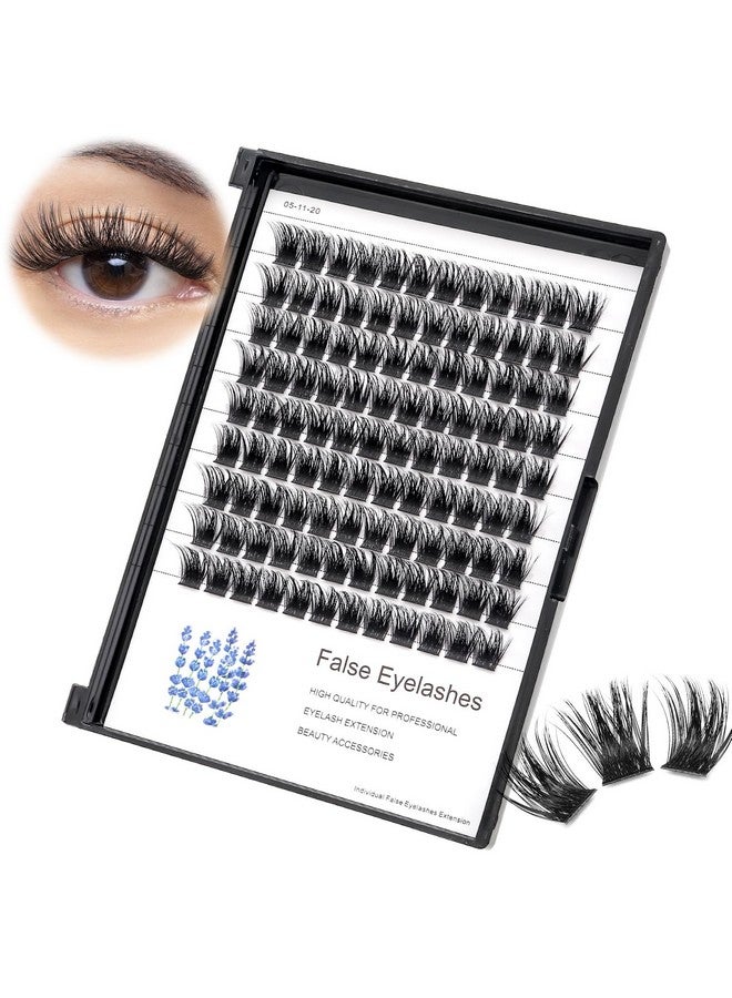 Hannahool Large Tray -D Curl Handmade Thick Base Natural Long Individual False Eyelashes Dramatic Cluster Lashes Makeup Full Volume Eye Lashes Extensions Wide Stem (16Mm) - Image 1