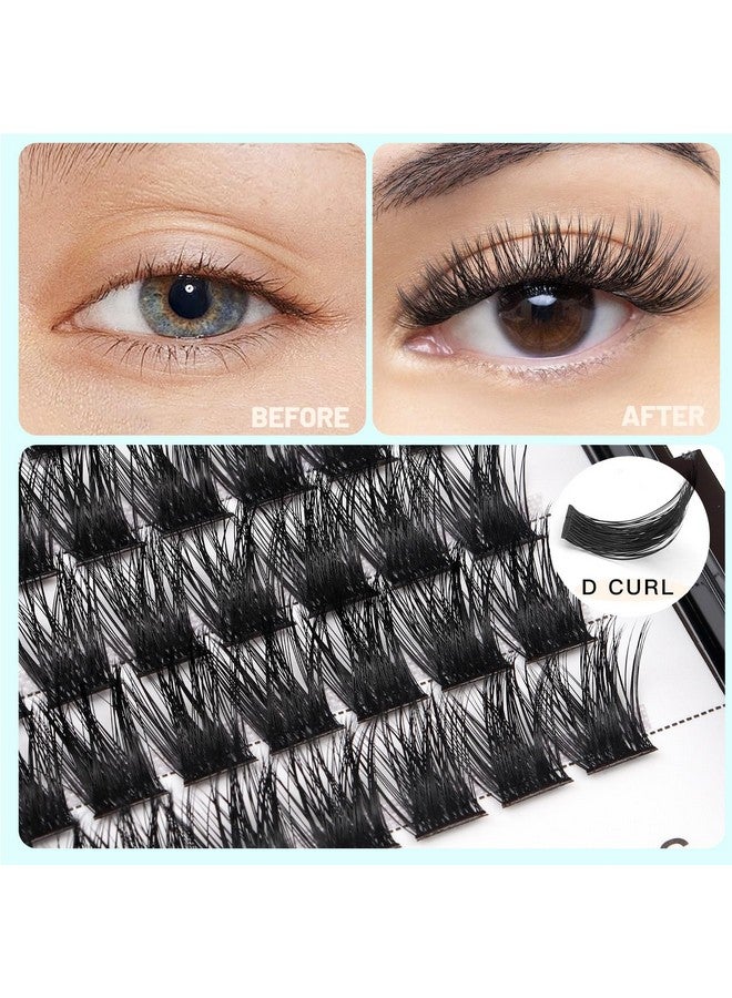 Hannahool Large Tray -D Curl Handmade Thick Base Natural Long Individual False Eyelashes Dramatic Cluster Lashes Makeup Full Volume Eye Lashes Extensions Wide Stem (16Mm) - Image 3