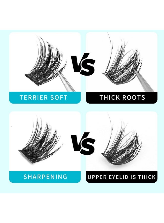 Hannahool Large Tray -D Curl Handmade Thick Base Natural Long Individual False Eyelashes Dramatic Cluster Lashes Makeup Full Volume Eye Lashes Extensions Wide Stem (16Mm) - Image 4