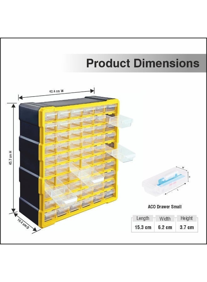 Alkon Plastic Component Organizer with 60 Drawers ACO 60 Small Parts Storage Unit | Organization Cabinet | Office Supplies | Stationary | Nuts, Screws & Bolts | Small Hardware | Workshop & Garage | DIY | Hobbies | Crafts | LEGO | Toys | Collectables | Sewing | Jewellery | Pharmacy | Medicine | Clinic | Hospital | Shop | Mobile | Electronics | Cables - Image 2