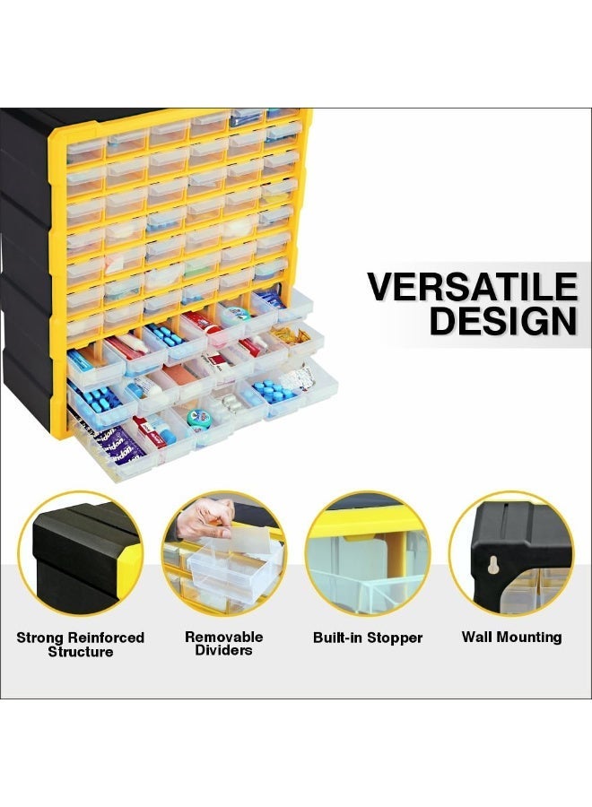 Alkon Plastic Component Organizer with 60 Drawers ACO 60 Small Parts Storage Unit | Organization Cabinet | Office Supplies | Stationary | Nuts, Screws & Bolts | Small Hardware | Workshop & Garage | DIY | Hobbies | Crafts | LEGO | Toys | Collectables | Sewing | Jewellery | Pharmacy | Medicine | Clinic | Hospital | Shop | Mobile | Electronics | Cables - Image 3