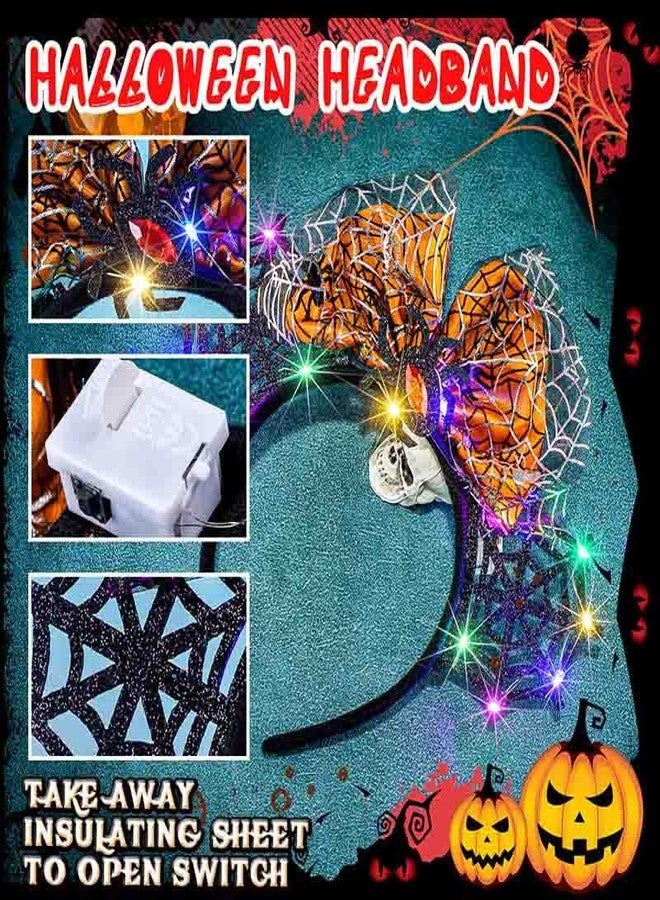 أسورنا أطواق رأس مضيئة على شكل عنكبوت من Aceorna، أطواق شعر مزينة بفيونكة LED، غطاء رأس على شكل آذان فأر، إكسسوارات شعر لامعة للهالوين للنساء (برتقالي، مقاس واحد) - Image 3