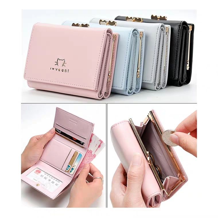Multifunctional Solid Color PU Leather Wallet, RFID Blocking Design Portable Daily Storage Purse for Cards Cash Coin Business Use - Image 1