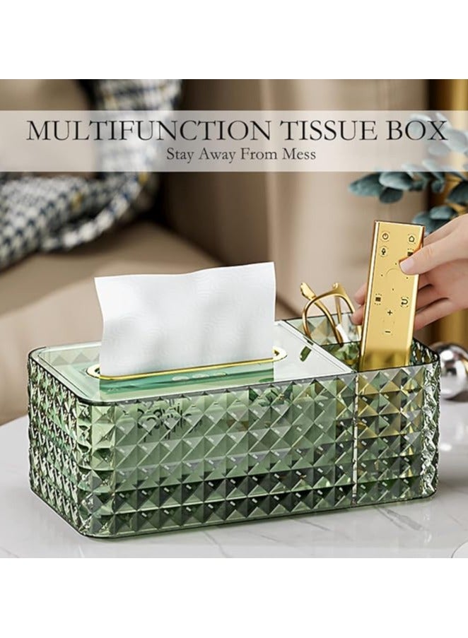 حامل مناديل ومنظم مكتب متعدد الاستخدامات شفاف مستطيل – لون أخضر