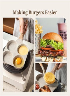 Bukela 4-Hole Non-Stick Frying Pan With Wooden Handle, Suitable for All Stovetops to Cook Hamburgers, Eggs, Ham, Pancakes and Other Breakfast  - Image 5