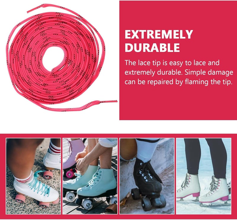 Ciieeo Waxed Roller Skates Shoelaces Pink 96-inch Flat Polyester Laces Wide Skate Shoe Strings and Inline Skates - Image 3